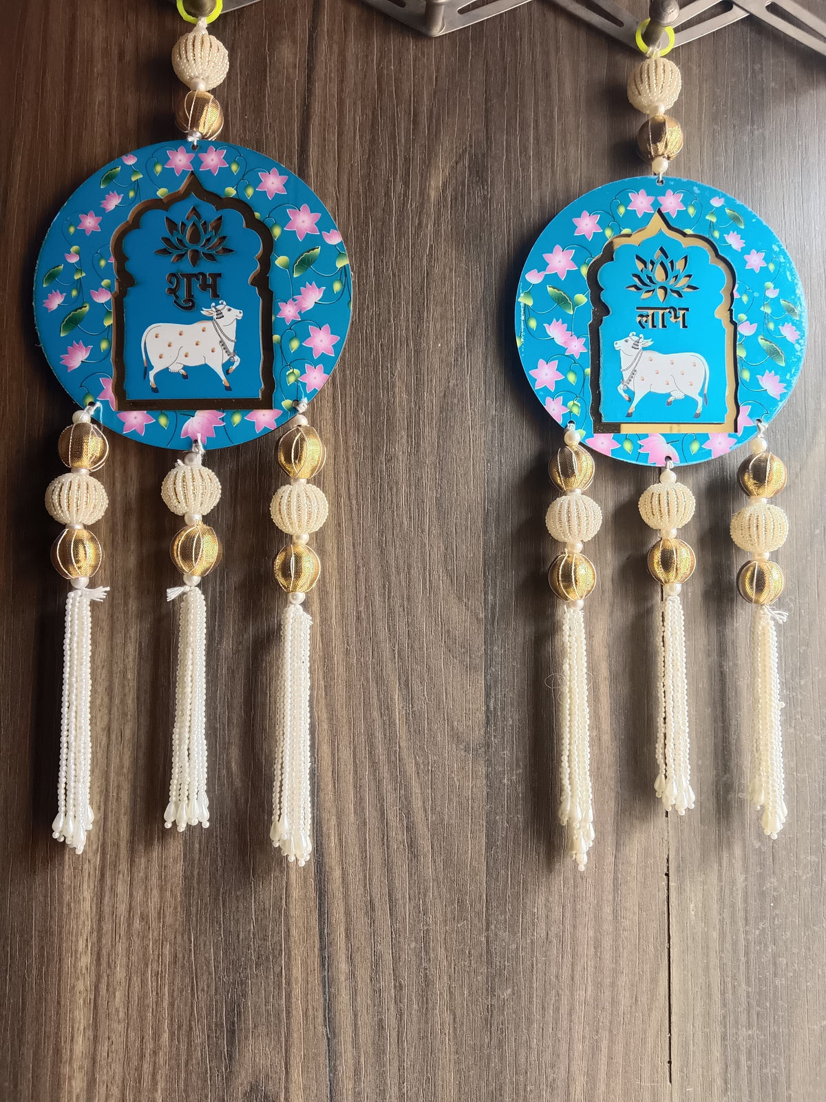 Decorative Shubh Labh Hanging Perfect for Home Decoration | Ideal for Diwali Festivities | Enhance Your Space with Graceful Touches (Pack of-2) (SMALL122)