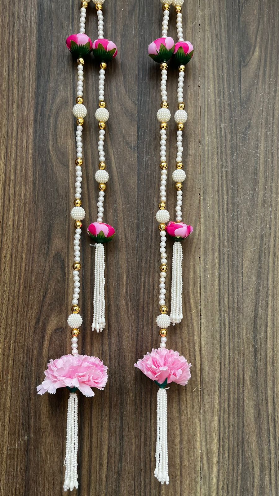 Nutts Handmade Peony Flower Hanging Home Decorative | Beads Temple Wedding Festival Decoration Wall Hanging Pack of 2 (SMALL100-1)