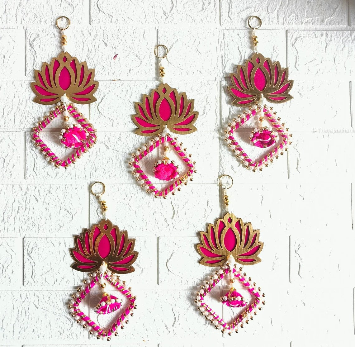 Nutts Lotus Design Hanging Decorative Piece For Home Mandir And Living Room Adds Elegant Touch To Interior Wall Decor Perfect For Spiritual And Festive Decoration
