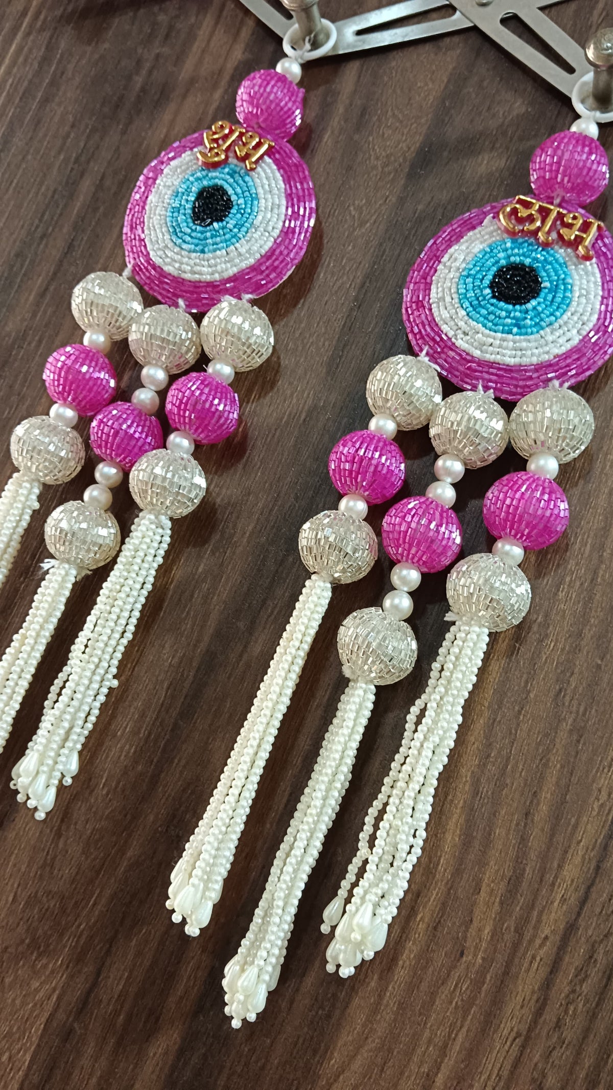 Nutts Evil Eye Shubh Labh Beaded Door Hanging Decorative Toran for Main Entrance Pooja Room Home Office Festival Decor (Pack of 2)