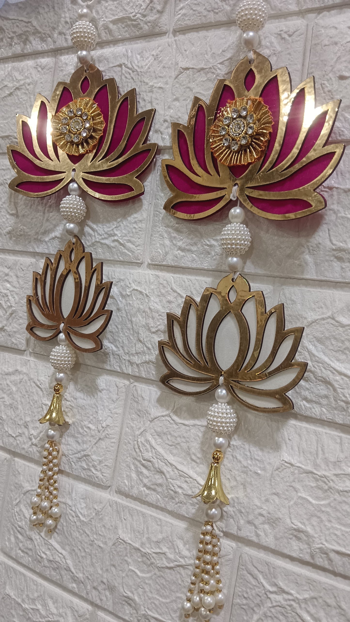 Nutts Lotus Decorative Hanging Ideal For Pooja And Mandir Use Enhances Spiritual Decor With Elegant Lotus Design Perfect For Home Temple And Festive Decoration