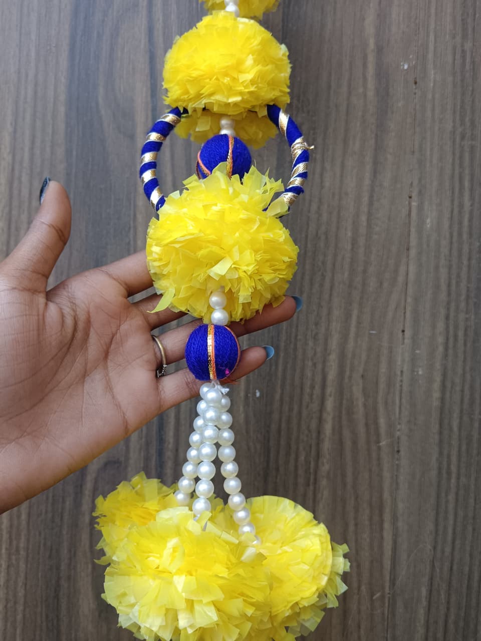 Nutts Handmade Decorative Artificial Genda Moti Chudi Toran | Traditional Beads Hanging for Home and Office Decoration (PMPMT132)