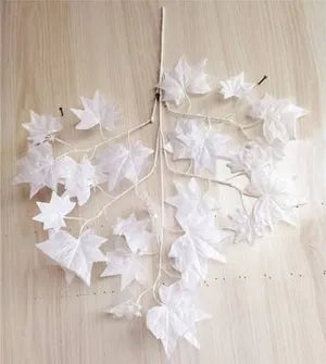 White Artificial Gold Maple Leaves Decorative Maple Leaves Fall Leaves for Home Events Decor ( 12 )