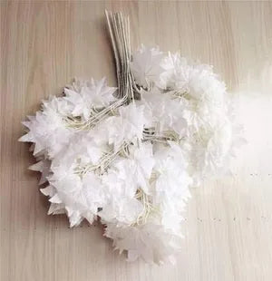 White Artificial Gold Maple Leaves Decorative Maple Leaves Fall Leaves for Home Events Decor ( 12 )