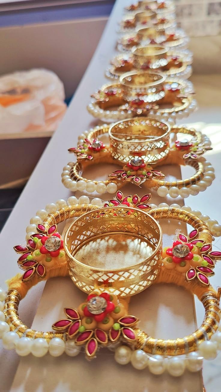 Sellplus Decorative Moti Chudi Tealight Holder | Decoration for Home | Office | Diwali | Pooja | Diwali & All Special Festival Decor (Tealight-159) (Pack of 2)