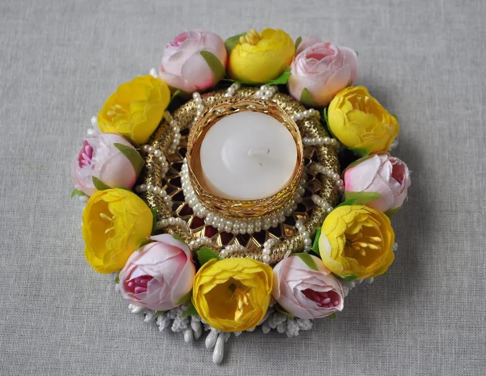 Sellplus Elegant Decorative Tealight Holder for Festival Pooja Home Decoration Wedding Living Room Mandir Decor Candle Holder(Pack of 2) (Tealight-288)