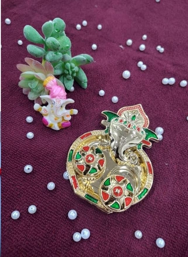 Nutts Decorative Pooja Thali Haldi Roli Chawal Holder Plate Gifts With Small Lord Set for Home & Office Decoration & Gifting (Ganesh Ji ) (PoojaP22-2)