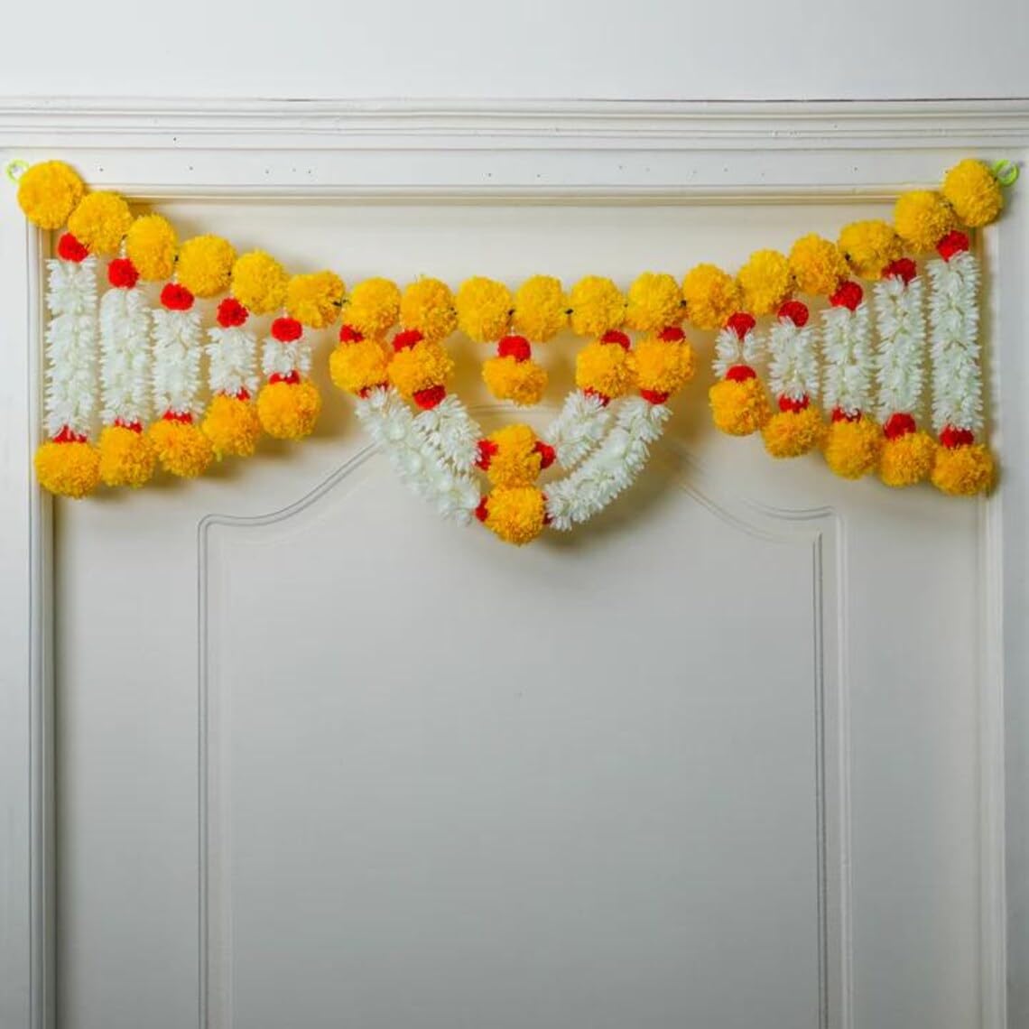 Sellplus Handcrafted Artificial Flower Multicolour Beads Decorative Bandhanwar | Traditional Door Hanging for Home Entrance Pooja Room Festival Decoration (Pack of 1) (BDHW466)
