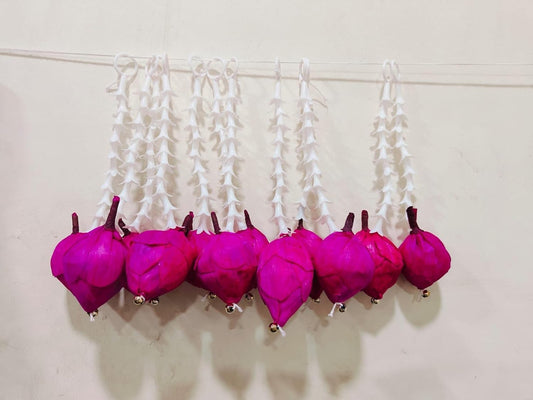 Nutts Handmade Decorative White Paper Gajra Hanging | Traditional Floral Hanging for Home Entrance Hanging Decorations (PAPERG60)