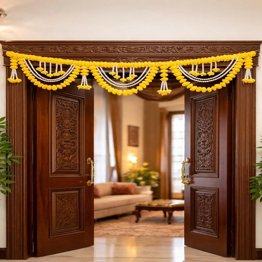 Sellplus Handmade Decorative Bandhanwar Toran Hanging Traditional Door Entrance Festival Home Decor Pooja Mandir Diwali Wedding Floral Beaded Elegant Craftsmanship Decor (BDHW131)