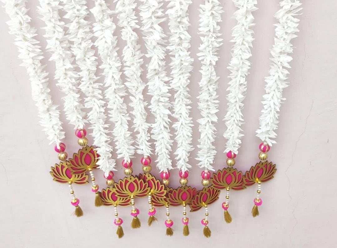 Nutts Handmade Decorative Paper Gajra Hanging | Traditional Designer White Paper Gajra Toran Hanging for Home Wedding Pooja Decoration (PAPERG116)