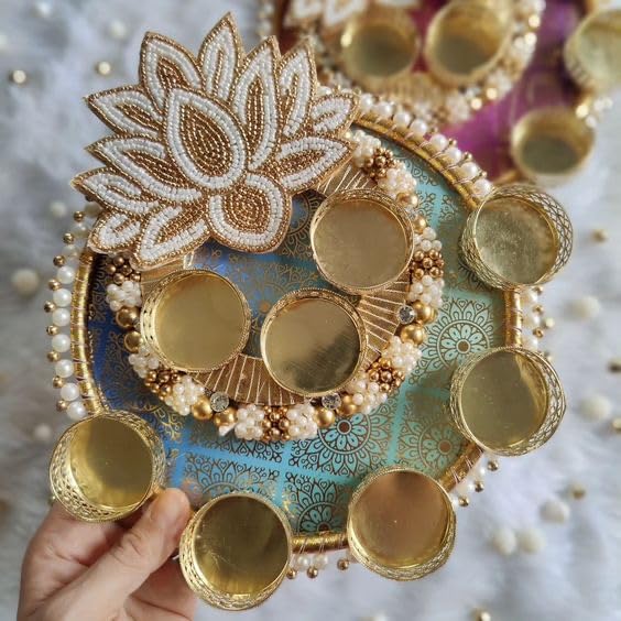 Sellplus Decorative Traditional Tealight Holder Elegant Festival Candle Stand for Diwali Pooja Home Mandir Wedding Table Decoration(Pack of 1) (Tealight-163)