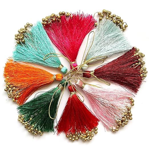 Nutts Designer Latkan for Saree Blouse Multi-Purpose Women's Ethnic Wear Latkan Tassels for Blouse | Lehenga | Suit & Dupatta Embellishment & Decoration (Pack of 10) (RM-Tassel23/3)