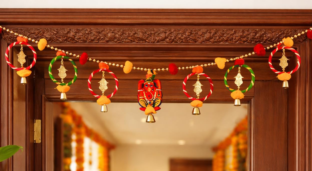 Sellplus Handmade Bandhanwar Decorative | Decorative Bandhanwar Toran with Beads and Tassels | Diwali Navratri Wedding Festival Bandhanwar Decor (Pack of 1) (BDHW397)