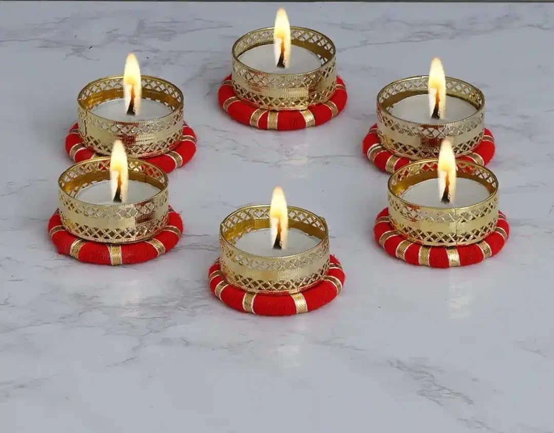 Sellplus Decorative Tealight Holder | Decoration for Home | Office | Diwali | Pooja | Diwali & All Special Festival Decor (Design 19) (Pack of 6) (Tealight-241)