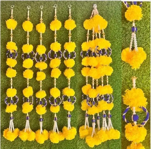 Nutts Handmade Decorative Artificial Genda Moti Chudi Toran | Traditional Beads Hanging for Home and Office Decoration (PMPMT132)
