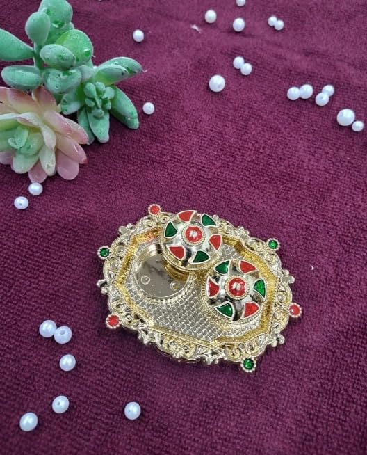 Nutts Traditional Decorative Pooja Thali for Daily Worship Festival Rituals Temple Home Mandir Spiritual Ceremonies Elegant Handmade(Pack Of 1) (PoojaP41)