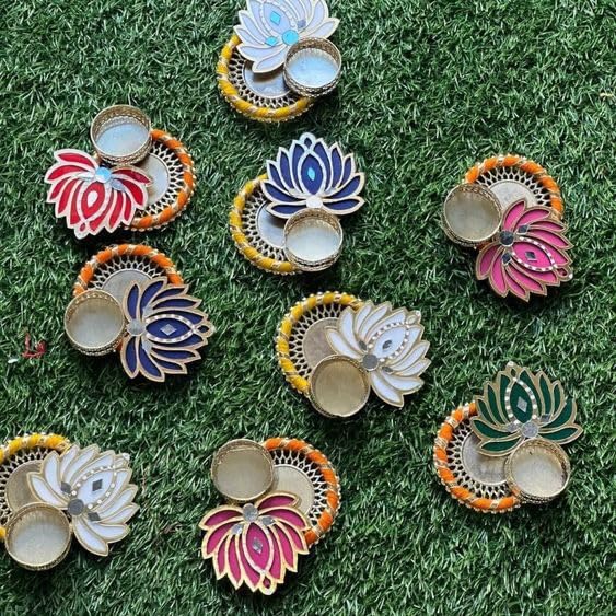 Sellplus Decorative Lotus Chudi Tealight Holder | Decoration for Home | Office | Diwali | Pooja | Diwali & All Special Festival Decor (Tealight-155) (Pack of 2)