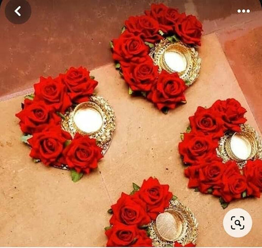 Velvet Rose Decorative Rangoli | Corporate Gift, Diwali Gift, Ganesh Chaturthi Gift for puja Home Decoration (Tealight-222)