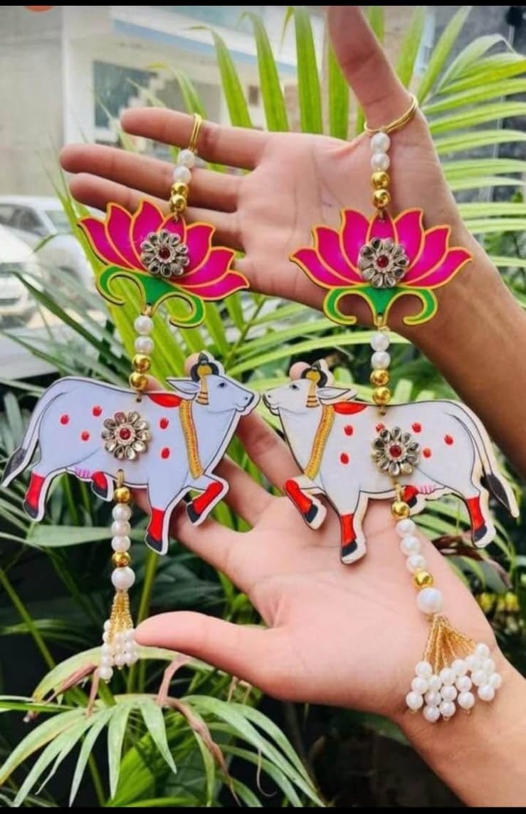 Nutts Handmade Decorative Multicolour Hanging | Traditional Lotus Hanging | Mogra Paper Gajra Hangng (Lotus 112)