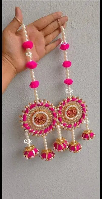 Nutts Decorative Moti Chudi Shubh Labh Jhumki Small Hanging | Perfect for Home & Office | Wall Hanging for Main Door | Enhance Your Space with Graceful Touches (SMALL59) (Set of 1)