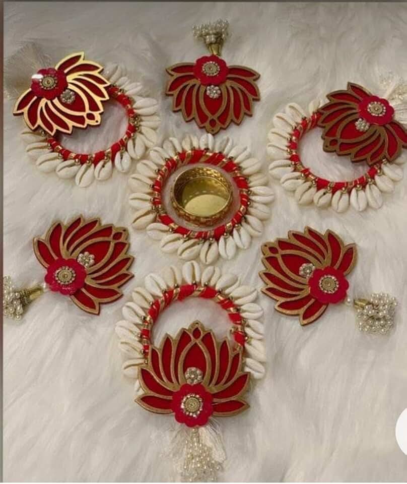 Cardboard Lotus & Shell Chudi Rangoli | Corporate Gift, Diwali Gift, Ganesh Chaturthi Gift for puja Home Decoration