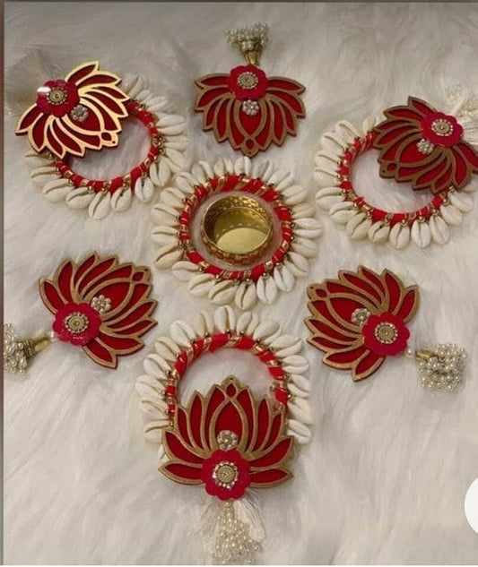 Cardboard Lotus & Shell Chudi Rangoli | Corporate Gift, Diwali Gift, Ganesh Chaturthi Gift for puja Home Decoration