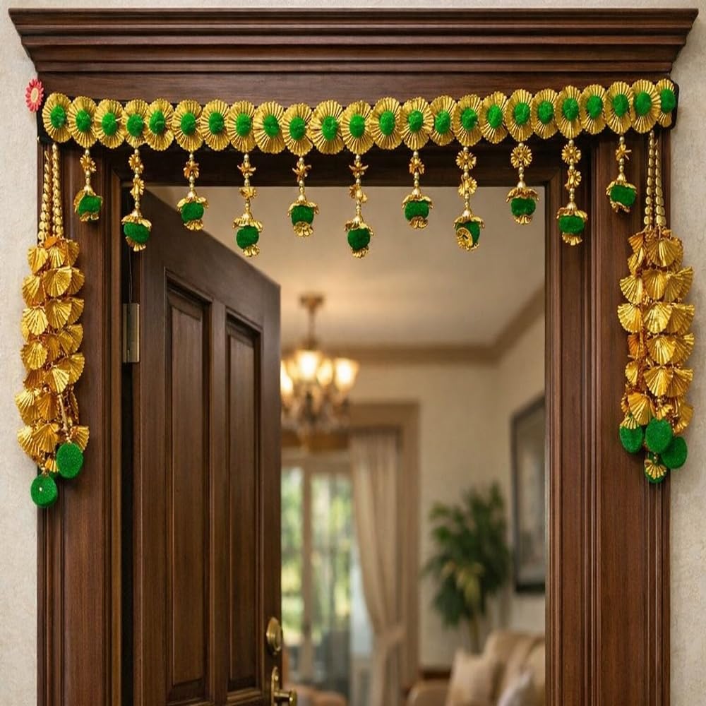 Sellplus Handmade Bandhanwar Toran Decorative | Festive Bandhanwar Toran Door Hanging for Diwali Ganesh Chaturthi Navratri Decoration (Pack of 1) (BDHW22)