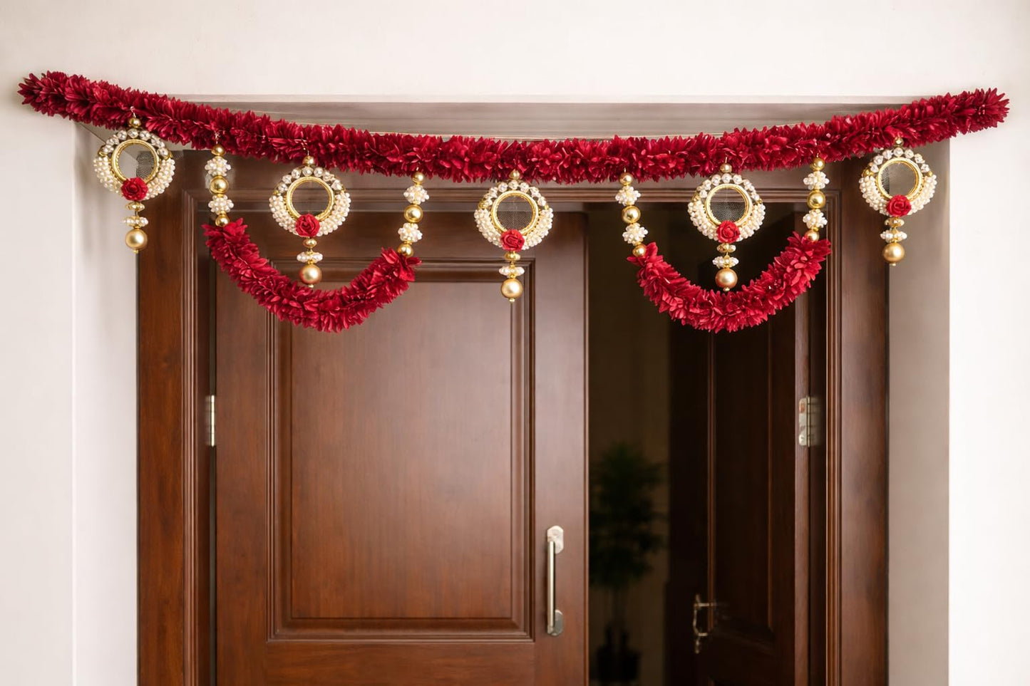 Sellplus Handmade Bandhanwar Flower Decorations | Traditional Indian Bandhanwar Toran Hanging for Main Door Pooja Mandir Diwali Decoration (Pack of 1) (BDHW345)