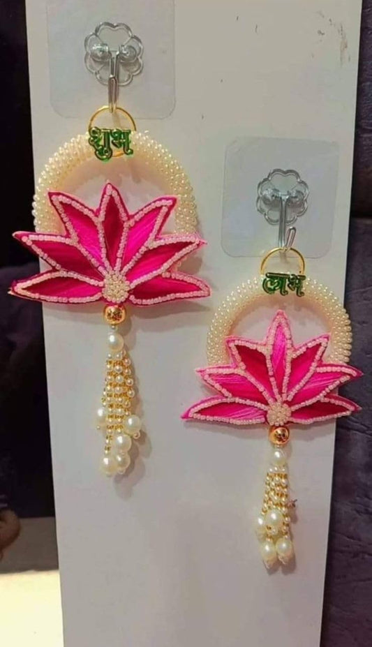 Nutts Decorative Shubh Labh Lotus Patch Latkan Small Hanging | Perfect For Home & Office |  Wall Hanging for Main Door | Enhance Your Space with Graceful Touches (SMALL417) (Set Of 1)