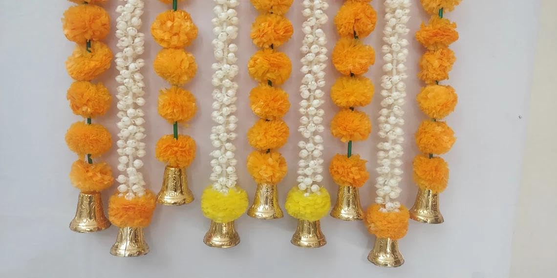 Nutts Decorative Handcrafted Artificial Mogra Hanging | Artificial Flower Hanging | Multicolour Toran for Home Decor (MOGRAH37)