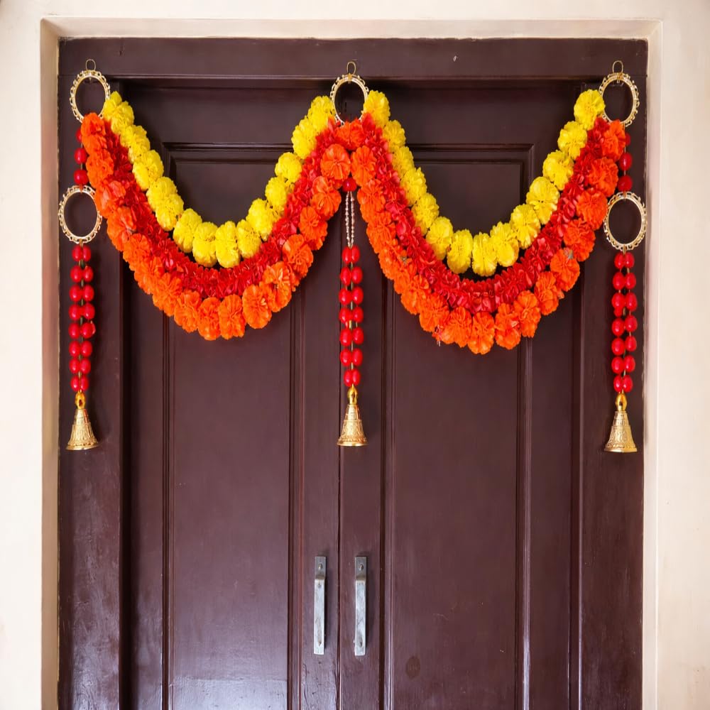 Sellplus Traditional Handmade Genda Bandhanwar Door Hanging Festival Decoration Toran for Home Temple Entrance Wedding Diwali Pooja Decorative (BDHW97)