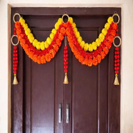 Sellplus Traditional Handmade Genda Bandhanwar Door Hanging Festival Decoration Toran for Home Temple Entrance Wedding Diwali Pooja Decorative (BDHW97)