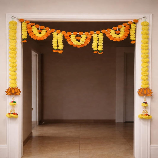 Sellplus Traditional Handmade Genda Bandhanwar Door Hanging Festival Decoration Toran for Home Temple Entrance Wedding Diwali Pooja Decorative (BDHW90)