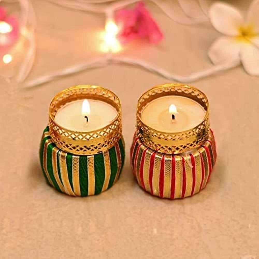 Sellplus Decorative Matki Tealight Holder | Decoration for Home | Office | Diwali | Pooja | Diwali & All Special Festival Decor (Tealight-107) (Pack of 6)