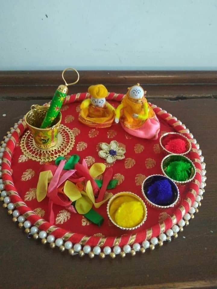 Sellplus Traditional Decorative Holi Pooja Plate Decorative Holi for Festival Celebration (HOLIPLATE-40)