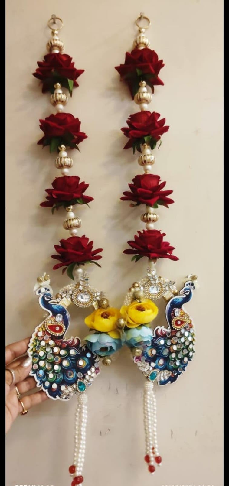 Nutts Handmade Decorative Paper Gajra Hanging | Flower Hanging for Home and Office Decor | Mogra Toran for Decoration (FlowerH33)