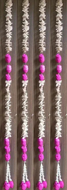 Nutts Handmade Paper Gajra Hanging Decorative | Traditonal Multicolor White Paper Gajra Wall Hanging for Home Decorations Hanging (PAPERG86-2)