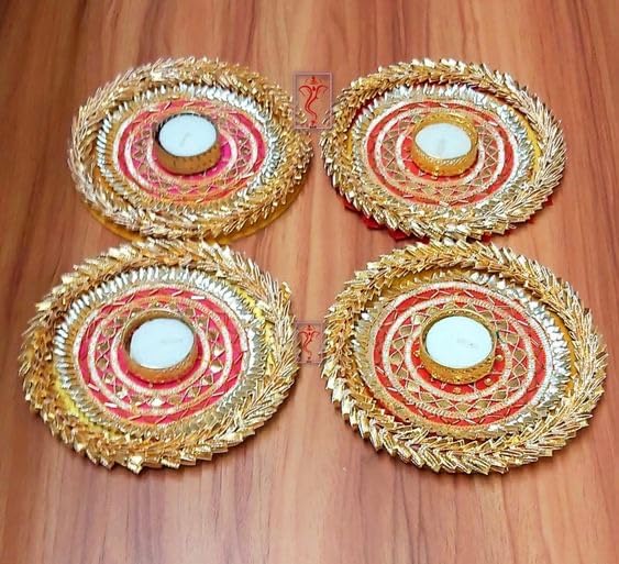 Sellplus Elegant Decorative Tealight Holder for Festival Pooja Home Decoration Wedding Living Room Mandir Decor Candle Holder(Pack of 2) (Tealight-199)