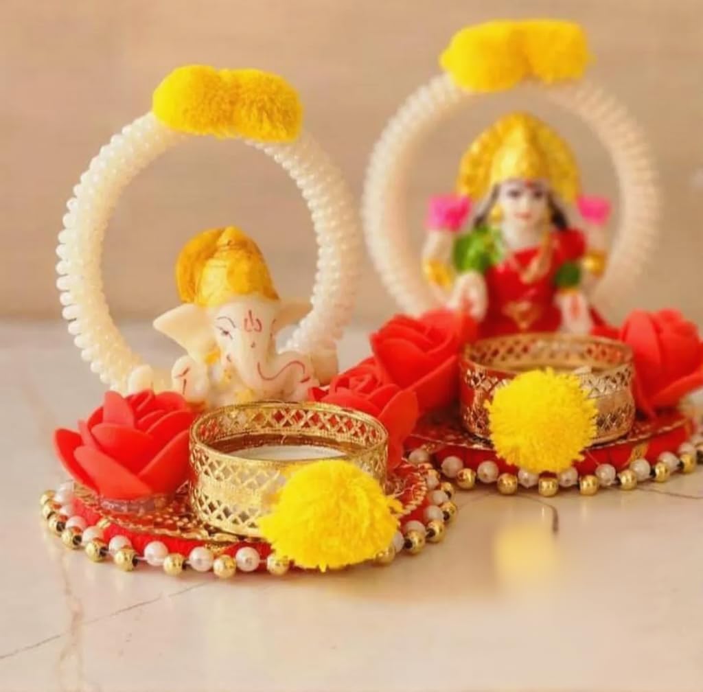 Sellplus Elegant Decorative Tealight Holder for Festival Pooja Home Decoration Wedding Living Room Mandir Decor Candle Holder(Pack of 2) (Tealight-280)
