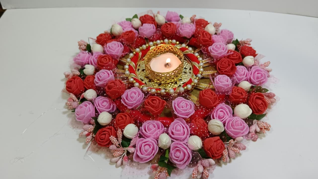 Sellplus Decorative Rangoli Set with Tealight Holder | Diwali Gift Diya | Decoration for Home | Office | Pooja | Diwali & All Special Festival Decor (Design 2)(Rang74)