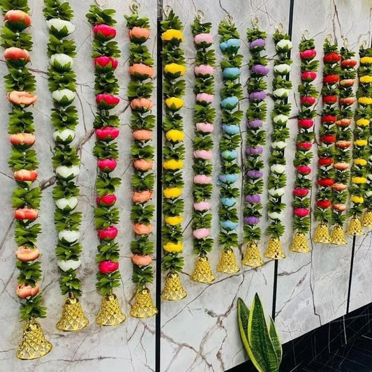 Nutts Decorative Handmade Flower Hanging | Multicolour Artificial Flower Hanging for Festival Decoration | Florel Beads Toran for Home Decor (FlowerH14)