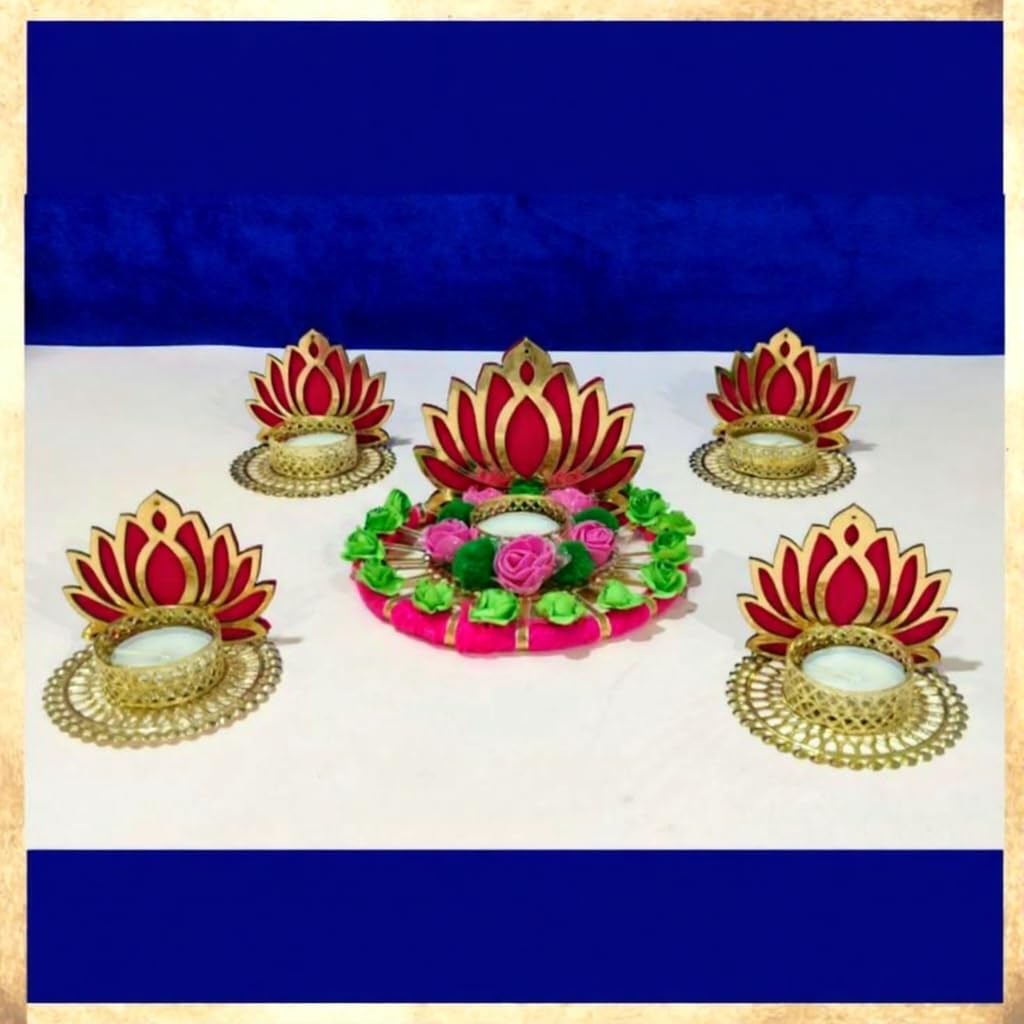 SellPlus Decorative Rangoli Set with Tlight Holder | Diwali Gift Diya | Decoration for Home | Office | Pooja | Diwali & All Special Festival Decor (Design 1)(Rang186)