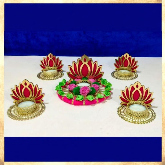 SellPlus Decorative Rangoli Set with Tlight Holder | Diwali Gift Diya | Decoration for Home | Office | Pooja | Diwali & All Special Festival Decor (Design 1)(Rang186)