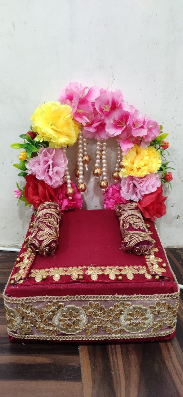 Nutts Royal Wooden God Singhasan Decorative Pooja Mandir Throne Sacred Idol Seat Traditional Temple Home Festival Worship Display Elegant Design (Singhasan32)