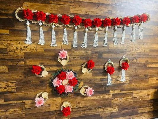 Sellplus Handmade Bandhanwar Decorative | Traditional Handmade Bandhanwar Door Hanging with Beads | Tassels for Home Temple Decor (Pack of 1) (BDHW520)