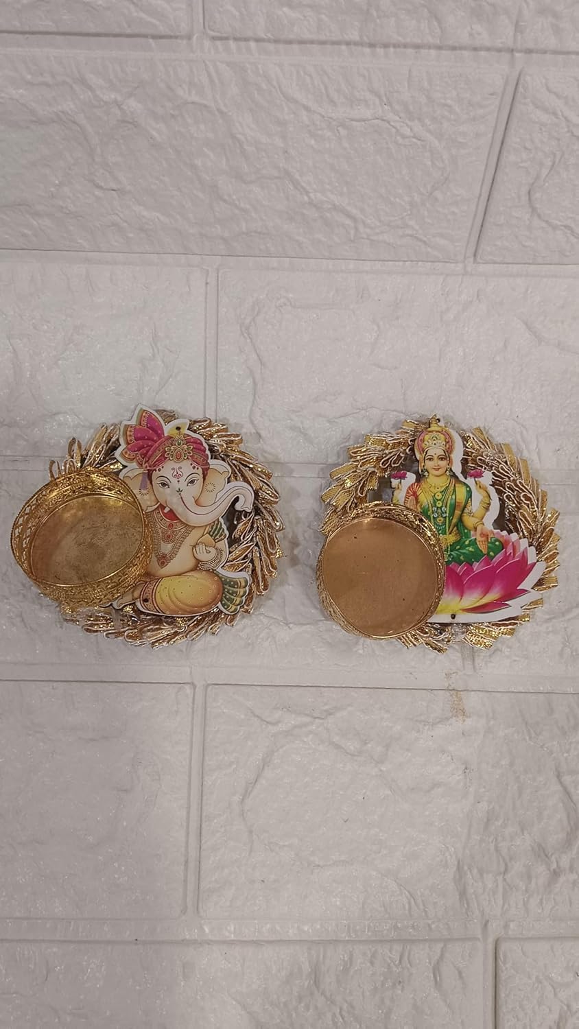 Sellplus Elegant Decorative Festival Candle Holder Tea Light Stand for Home Pooja Wedding Party Living Room Table Decor(Pack of 2) (Tealight-356)