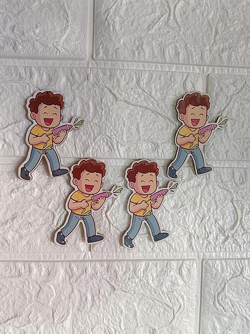 Nutts Theme Holi MDF Cutouts for Holi Decoration DIY Art Craft Wall Decor and Festival Decoration (Pack of 4) (RM-HM08)