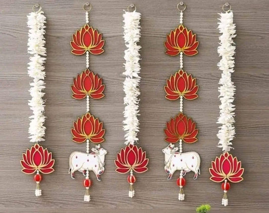 Nutts Handmade Paper Gajra Hanging Decorative | Traditonal Multicolor White Paper Gajra Wall Hanging for Home Decorations Hanging (PAPERG83)