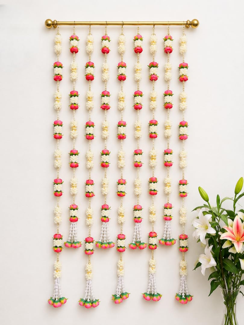 Nutts Handmade Decorative Multicolour Hanging | Traditional Lotus Hanging | Mogra Paper Gajra Hangng (MOGRAH63)